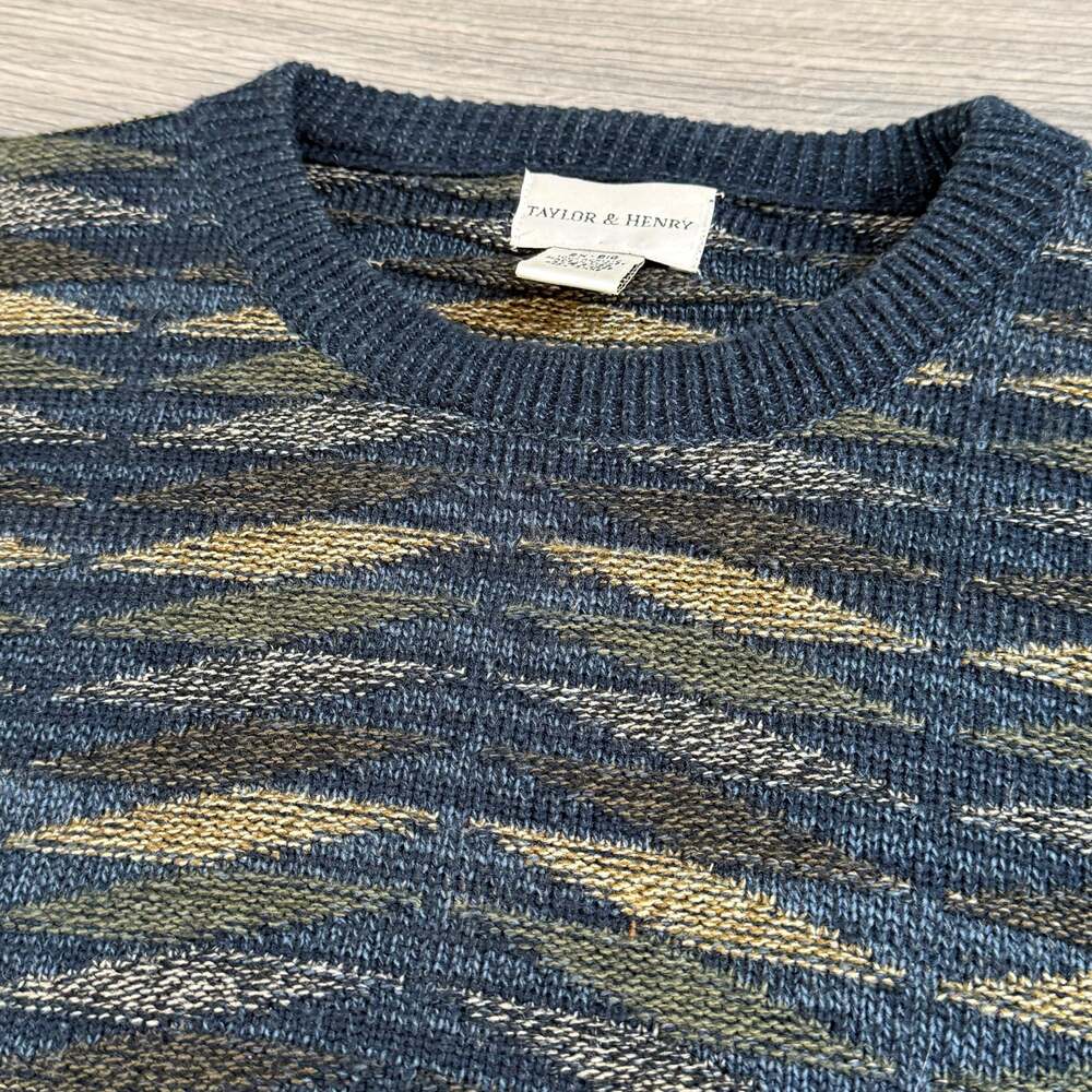 Vtg Taylor & Henry Sweater Size 2X Big Textured Cosby Grampa Abstract Pullover - Picture 1 of 13